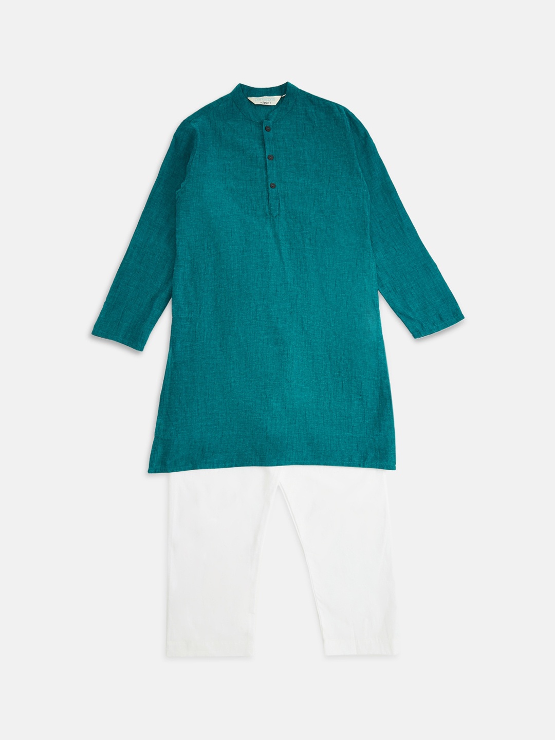 

indus route by Pantaloons Boys Teal Regular Pure Cotton Kurta with Pyjamas