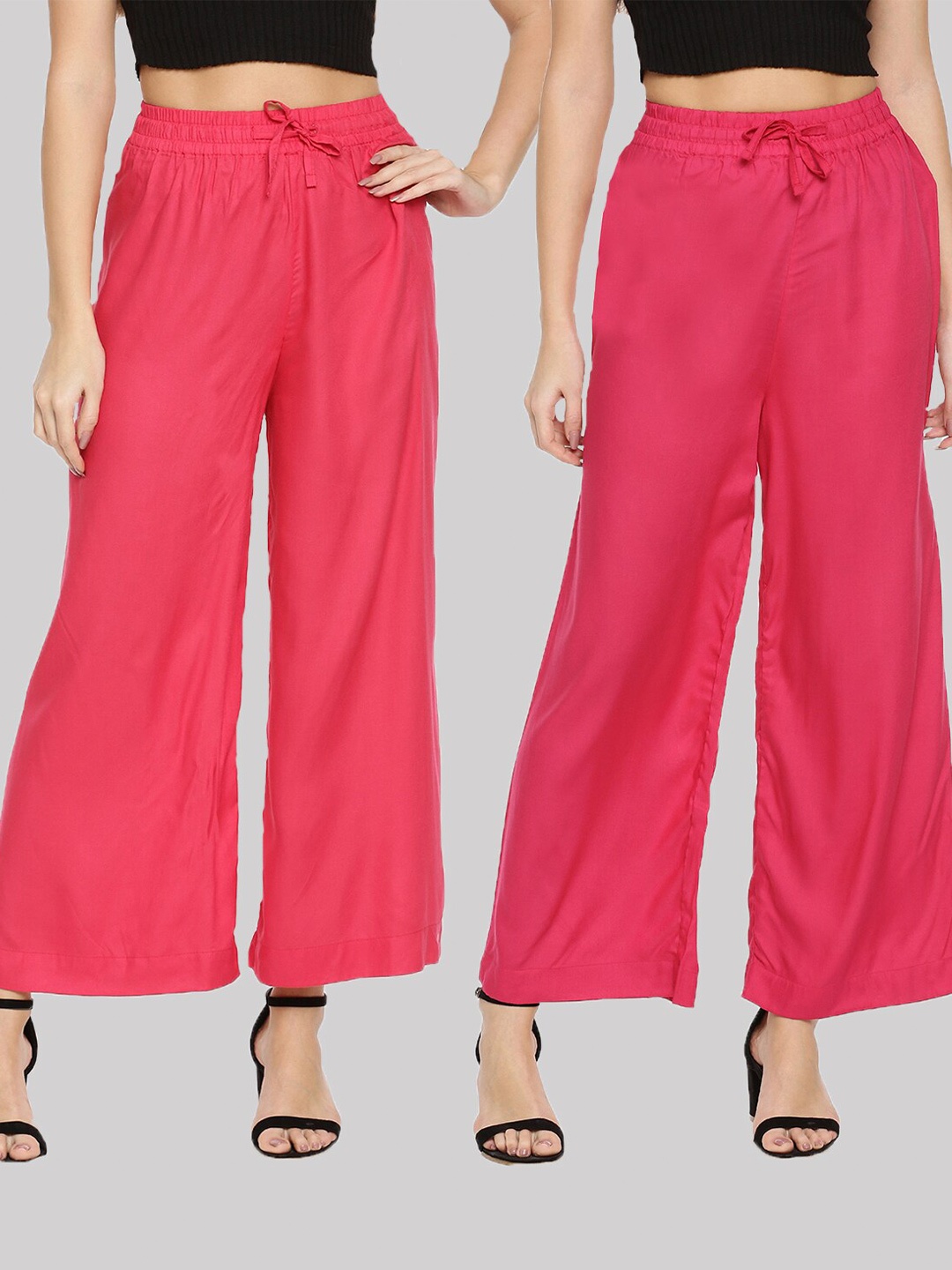 

TWIN BIRDS Pack Of 2 Women Pink Knitted Palazzos