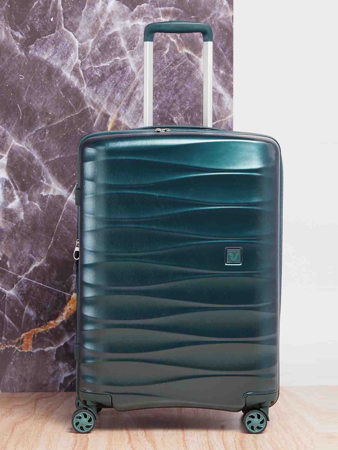 

RONCATO Green Textured Hard-Sided Stellar Trolley Suitcase