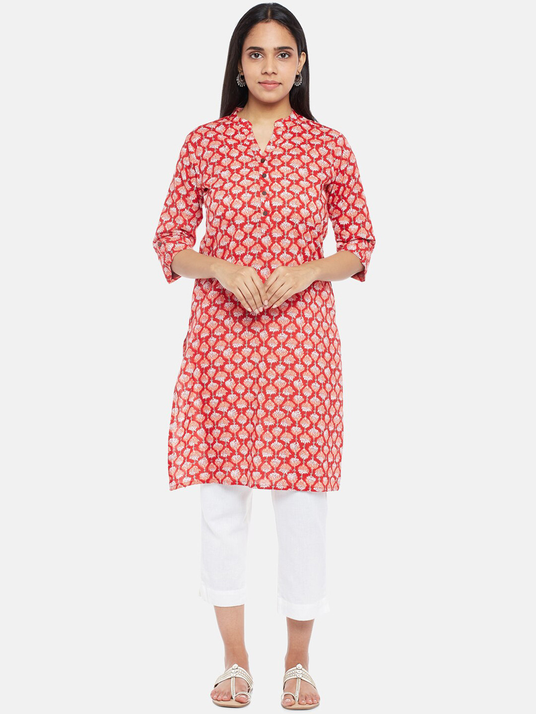 

RANGMANCH BY PANTALOONS Women Red Ethnic Motifs Printed Kurta