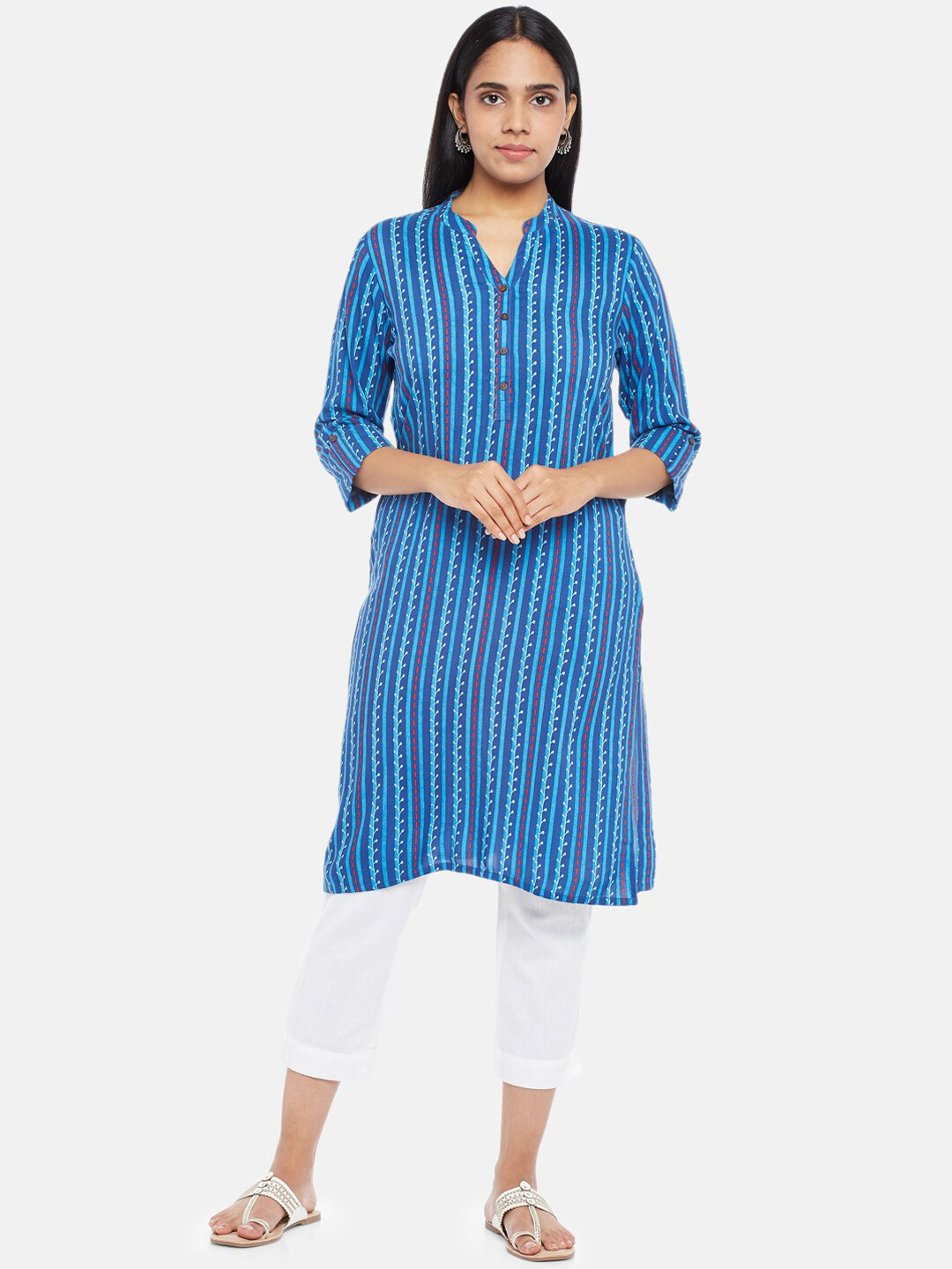 

RANGMANCH BY PANTALOONS Women Blue Striped Kurta
