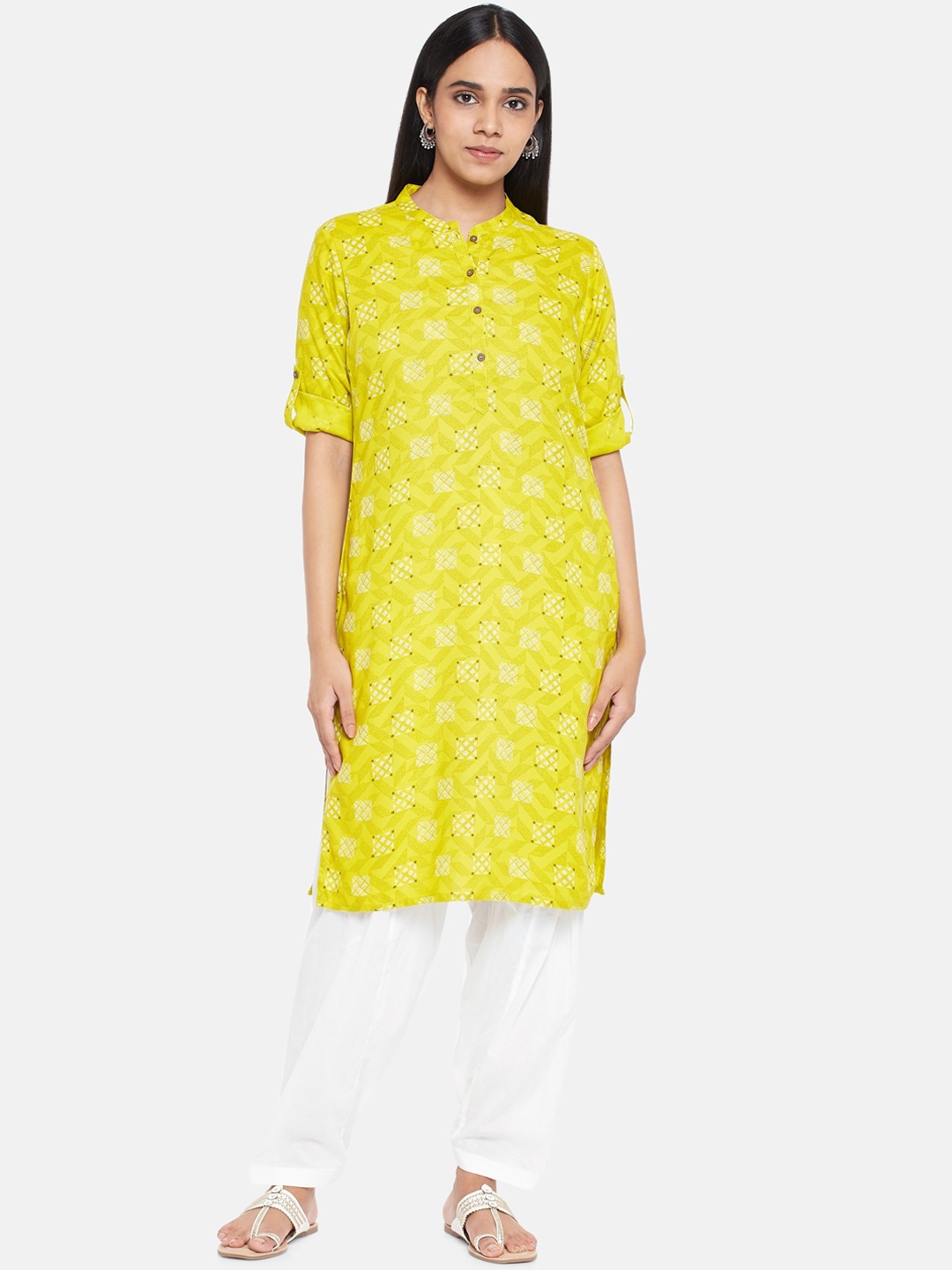 

RANGMANCH BY PANTALOONS Women Green Thread Work Kurta