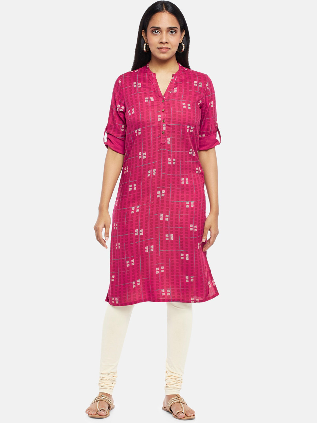 

RANGMANCH BY PANTALOONS Women Rust Geometric Printed Kurta