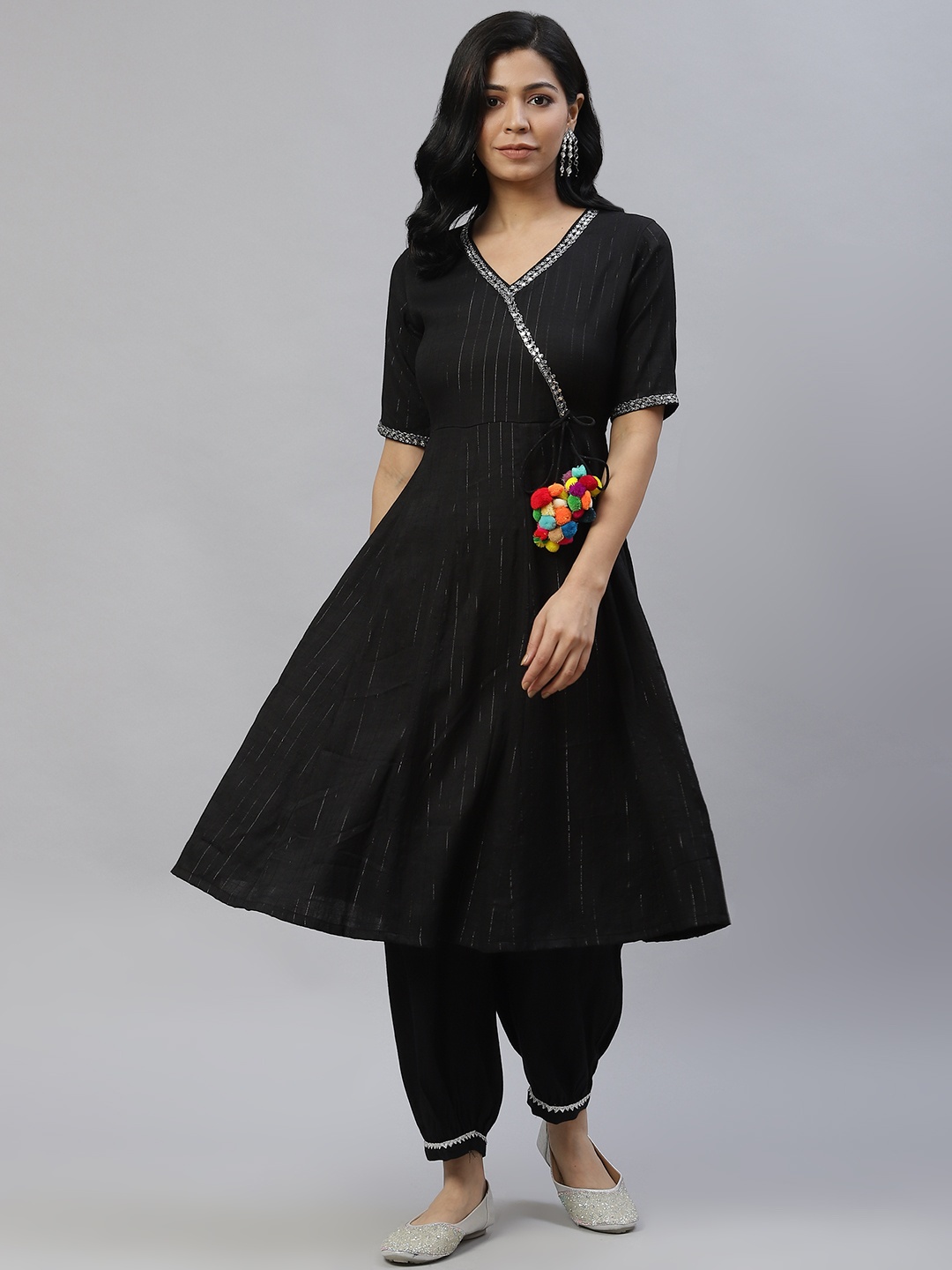 

Laado - Pamper Yourself Women Black Yoke Design Panelled Kurta with Salwar
