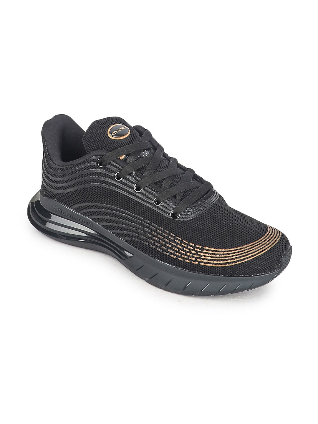 

Columbus Men Black Textile Running Non-Marking Shoes