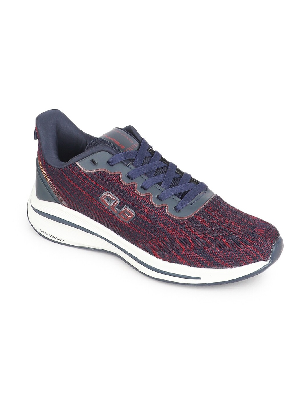 

Columbus Men Navy Blue & Rust Self Designed Mesh Running Shoes