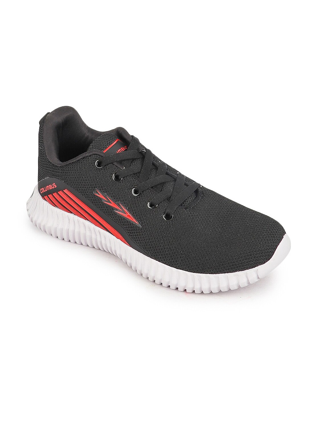 

Columbus Men Black & Rust Printed Mesh Running Shoes
