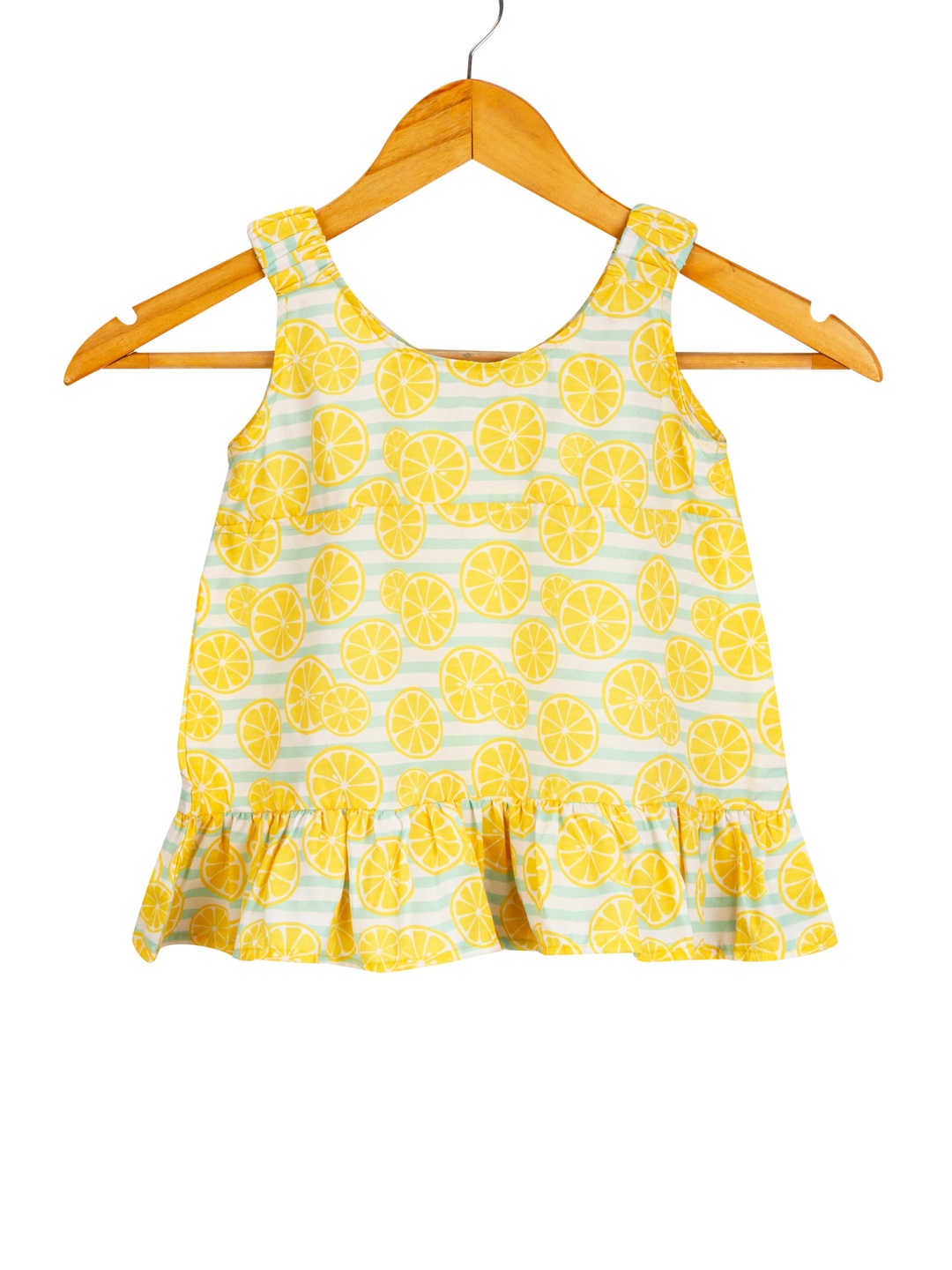 

Ted Smith Girls Yellow & Sea Green Tropical Printed A-Line Mini Dress