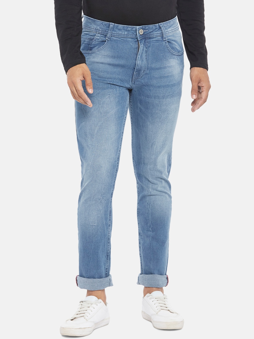 

BYFORD by Pantaloons Men Blue Tapered Fit Low-Rise Heavy Fade Jeans