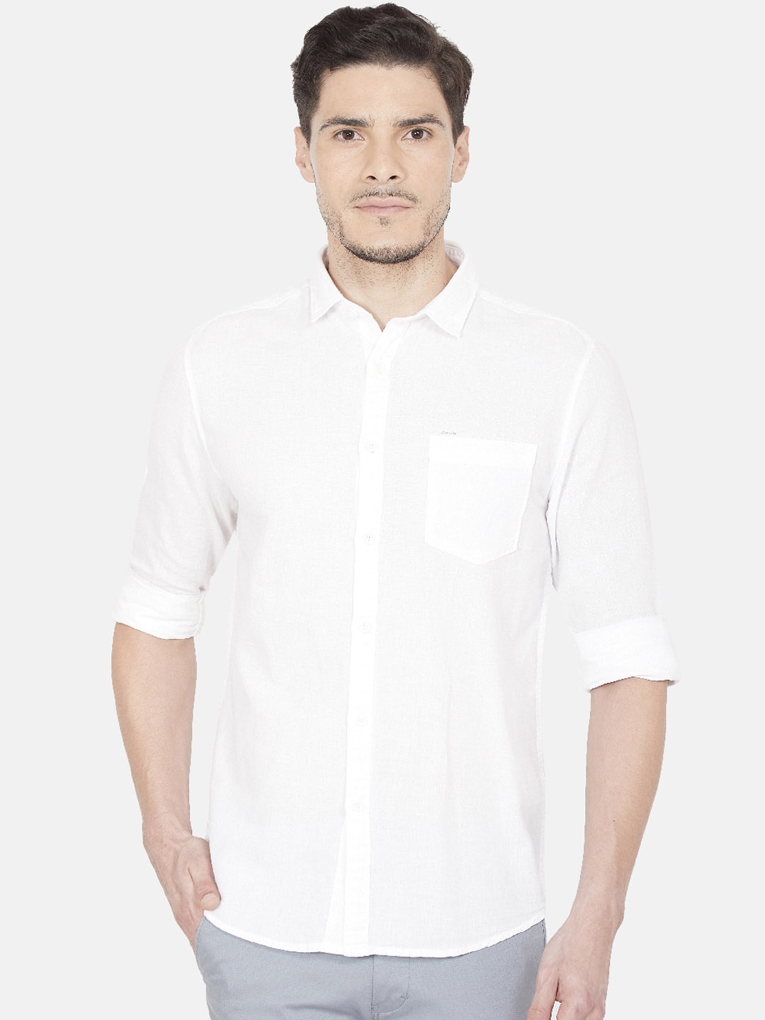 

Oxemberg Men White Slim Fit Opaque Casual Shirt