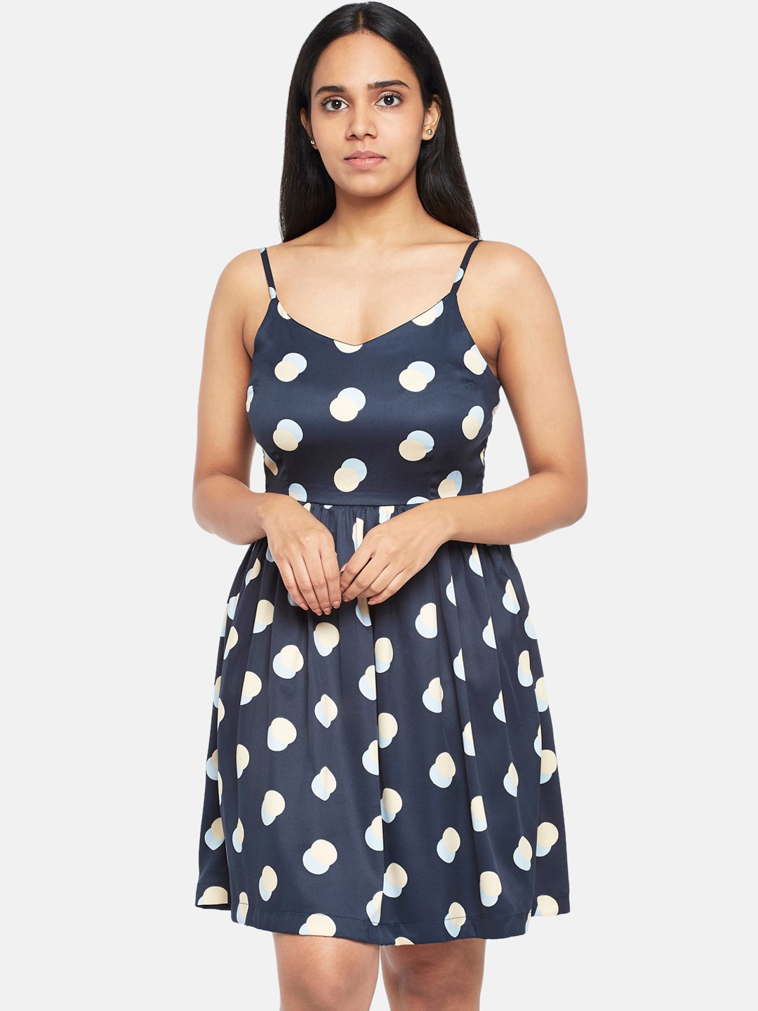 

People Navy Blue Printed Dress