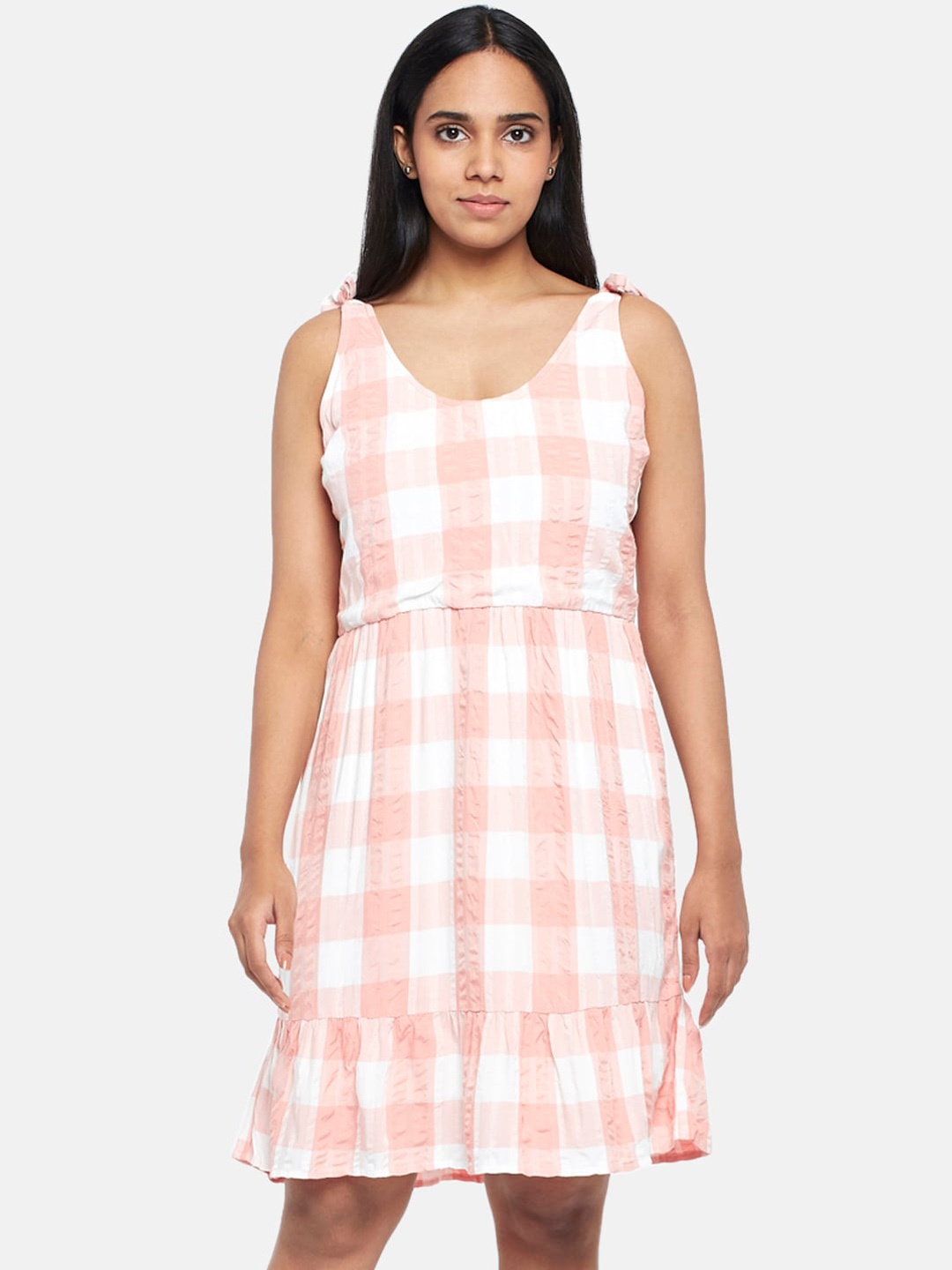 

People Pink & White Checked Dress