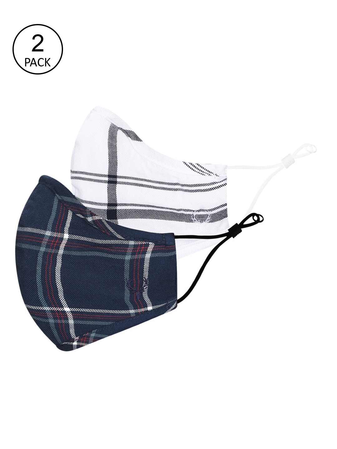 

Allen Solly Women Pack Of 2 White & Blue 3-Ply Pure Cotton Protective Outdoor Masks