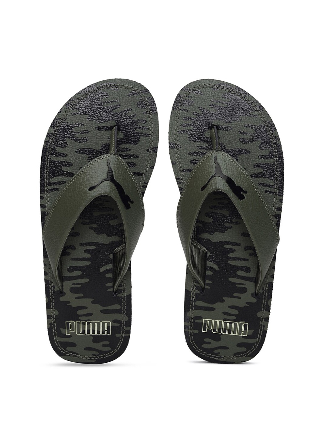 

Puma Men Green & Black Camouflage Printed Slip-On