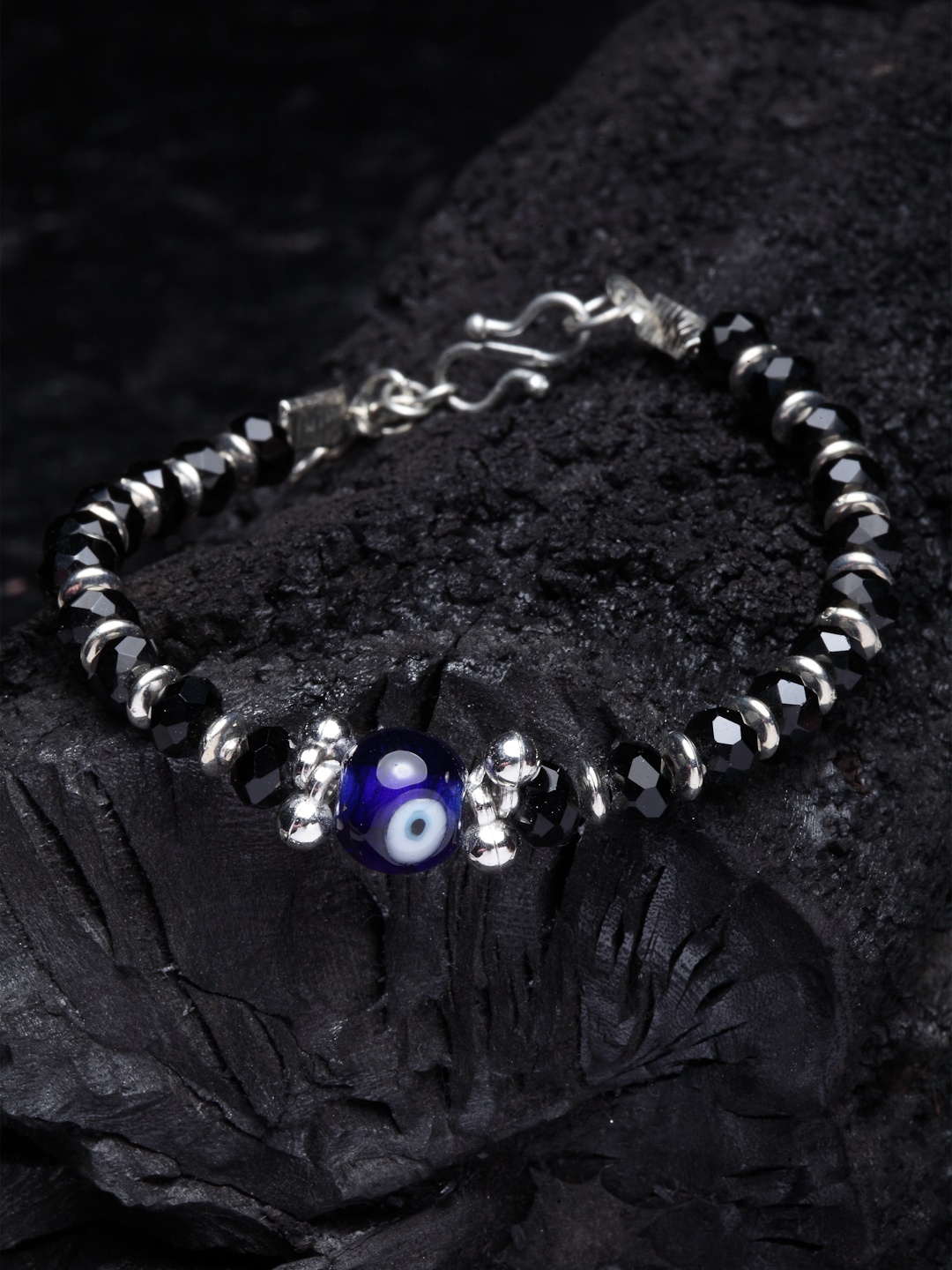 

PANASH Women Black & Blue German Silver Elasticated Bracelet