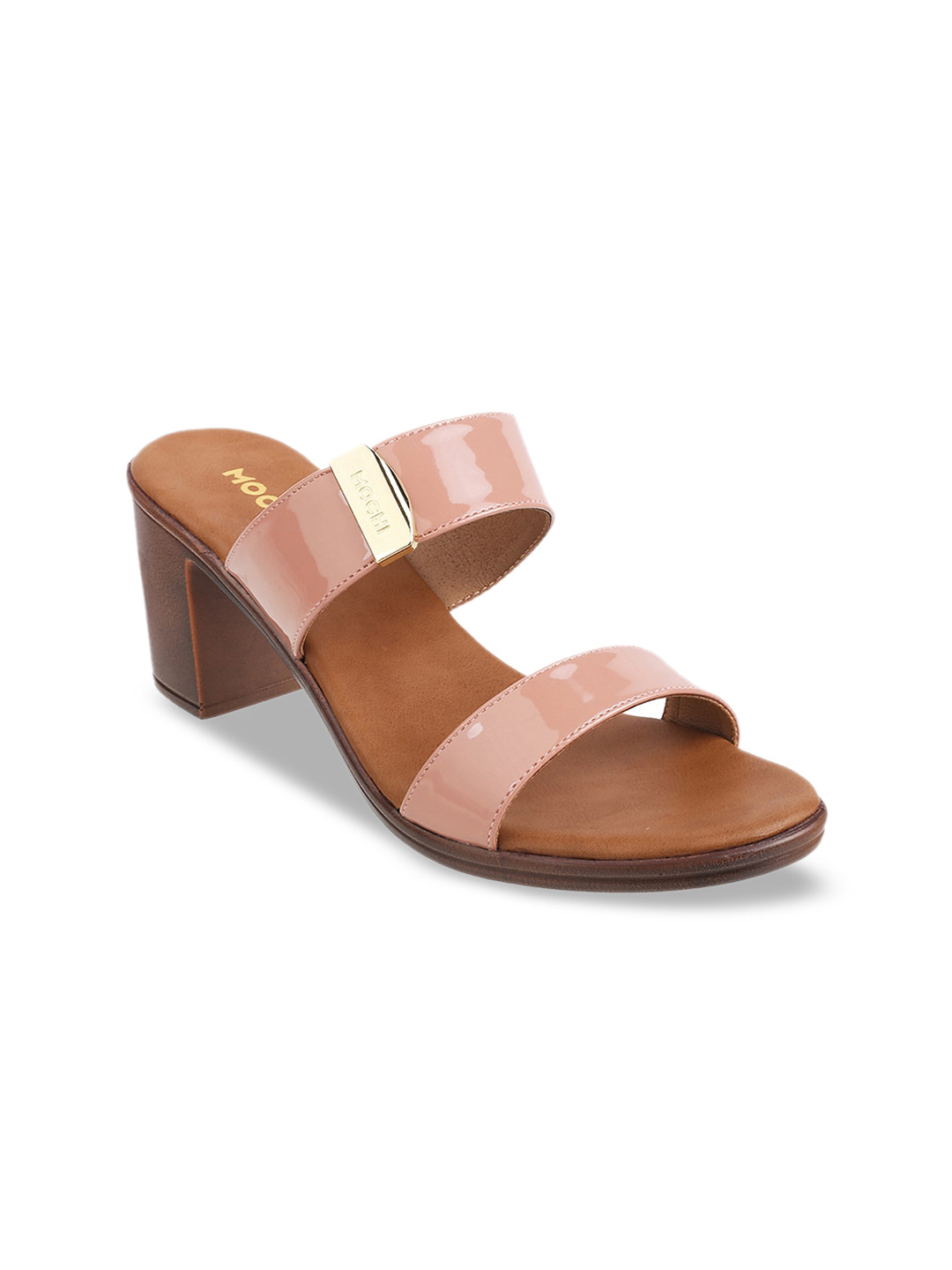 

Mochi Peach-Coloured Open-Back Block Sandals