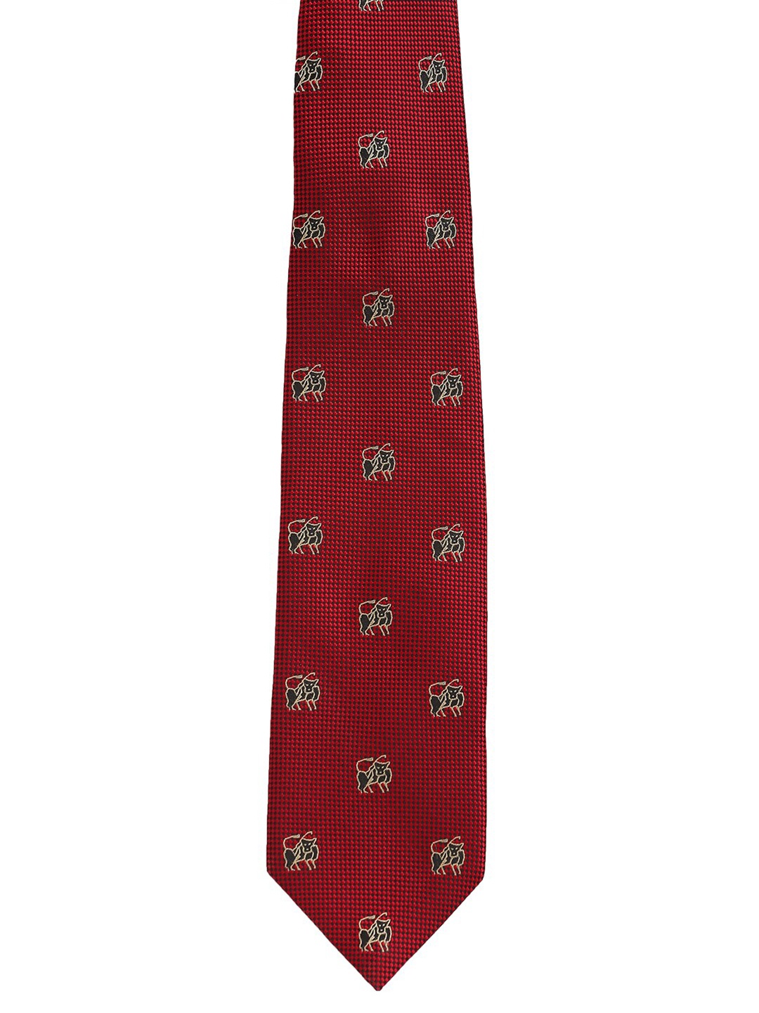 

Alvaro Castagnino Men Red & Black Woven Design Zodiac Skinny Necktie