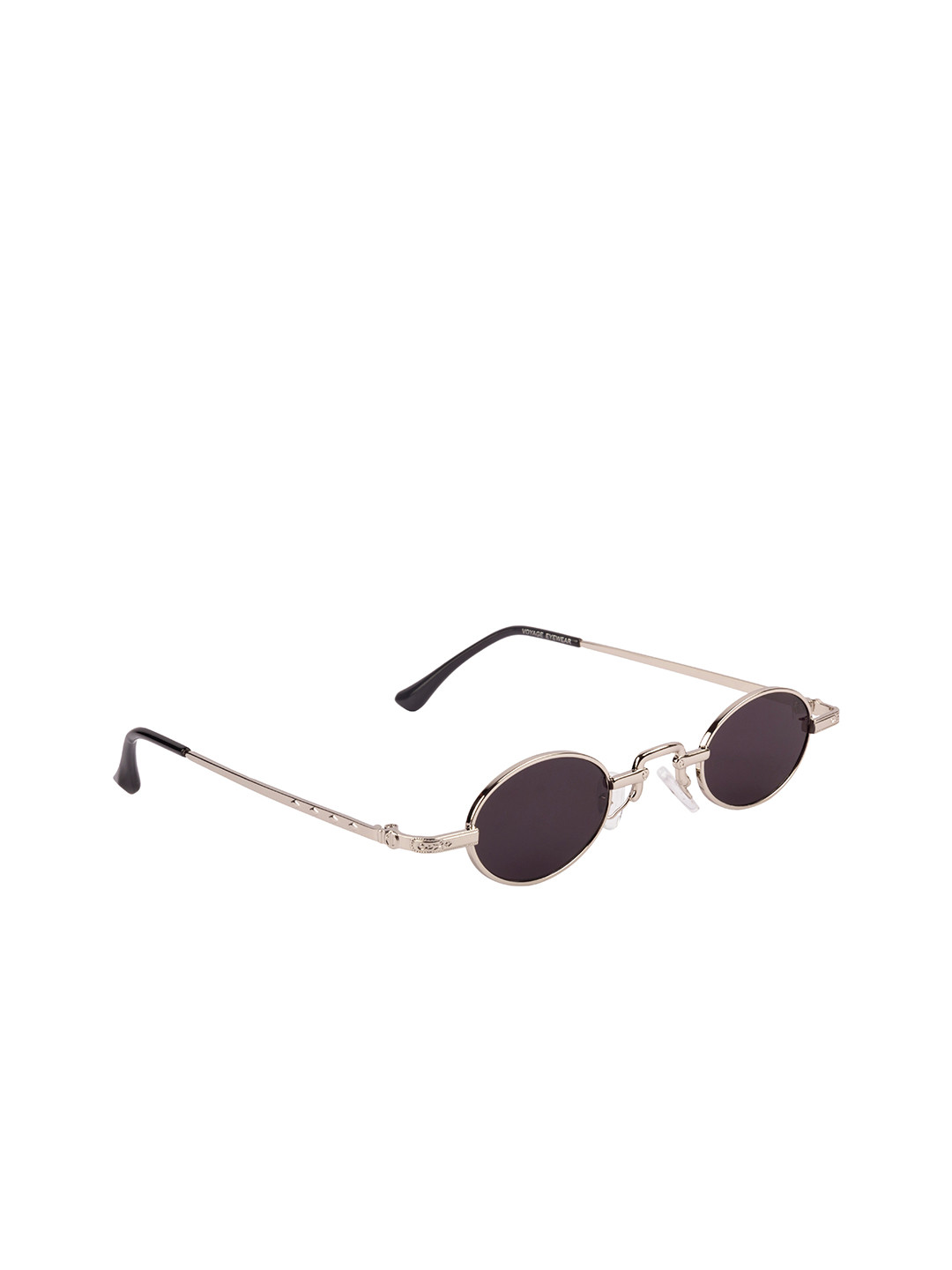 

Voyage Unisex Grey Lens & Silver-Toned Oval Sunglasses with UV Protected Lens B80559MG3588, Black