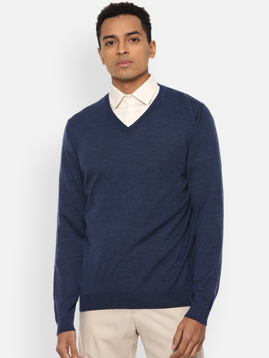 

Van Heusen Men Navy Blue Pullover Sweater