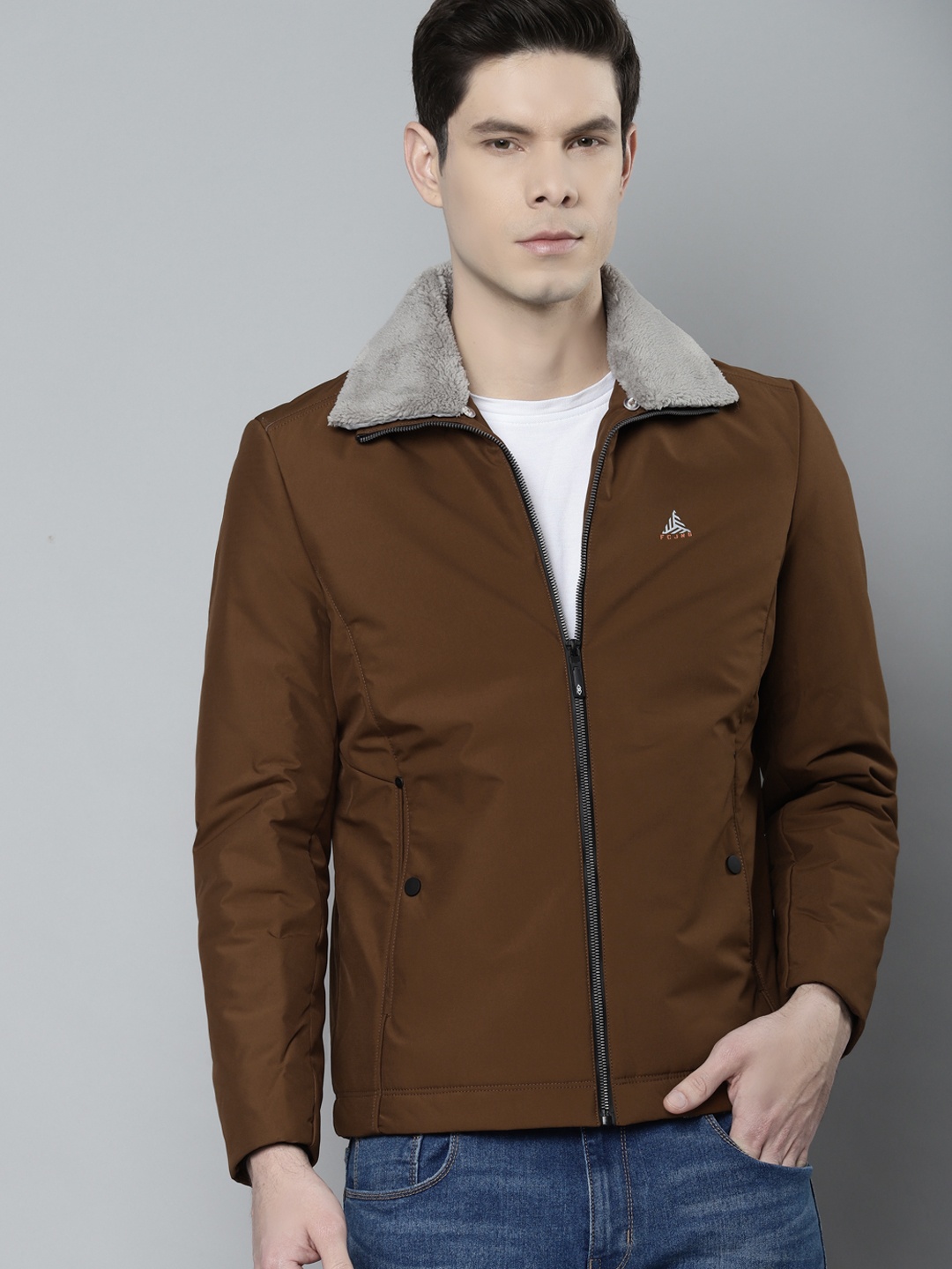

Fort Collins Men Coffee Brown Double Collar Padded Jacket