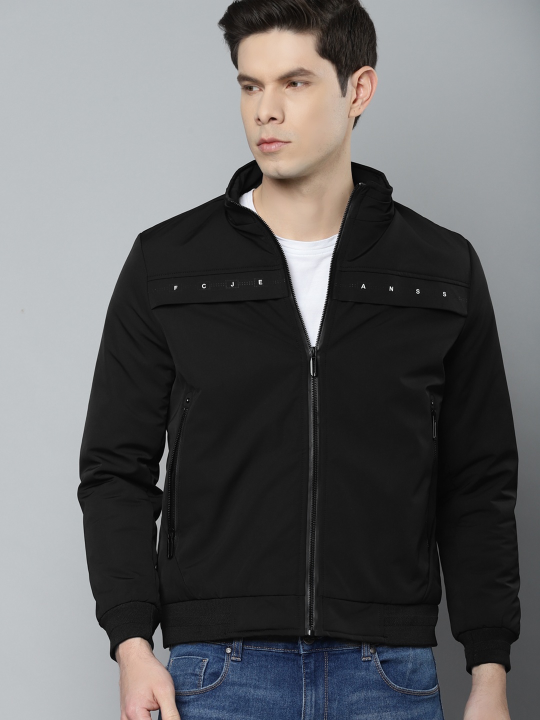

Fort Collins Men Black Solid Bomber Jacket