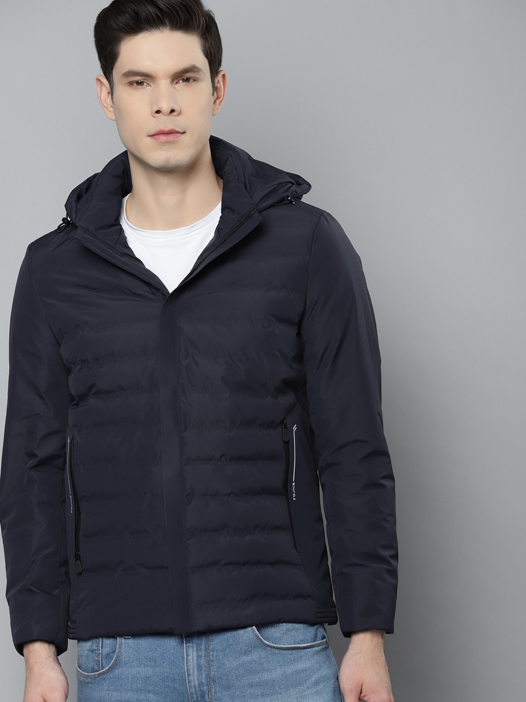 

Fort Collins Men Navy Blue Hooded Padded Jacket