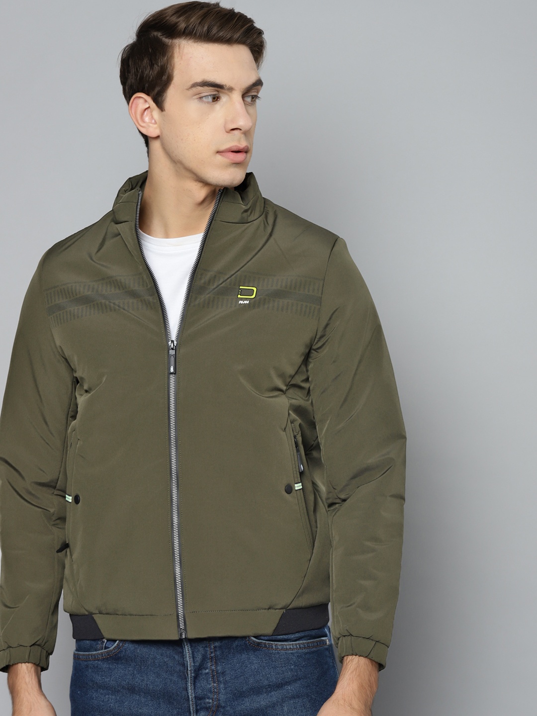 

Fort Collins Men Olive Green Solid Padded Jacket