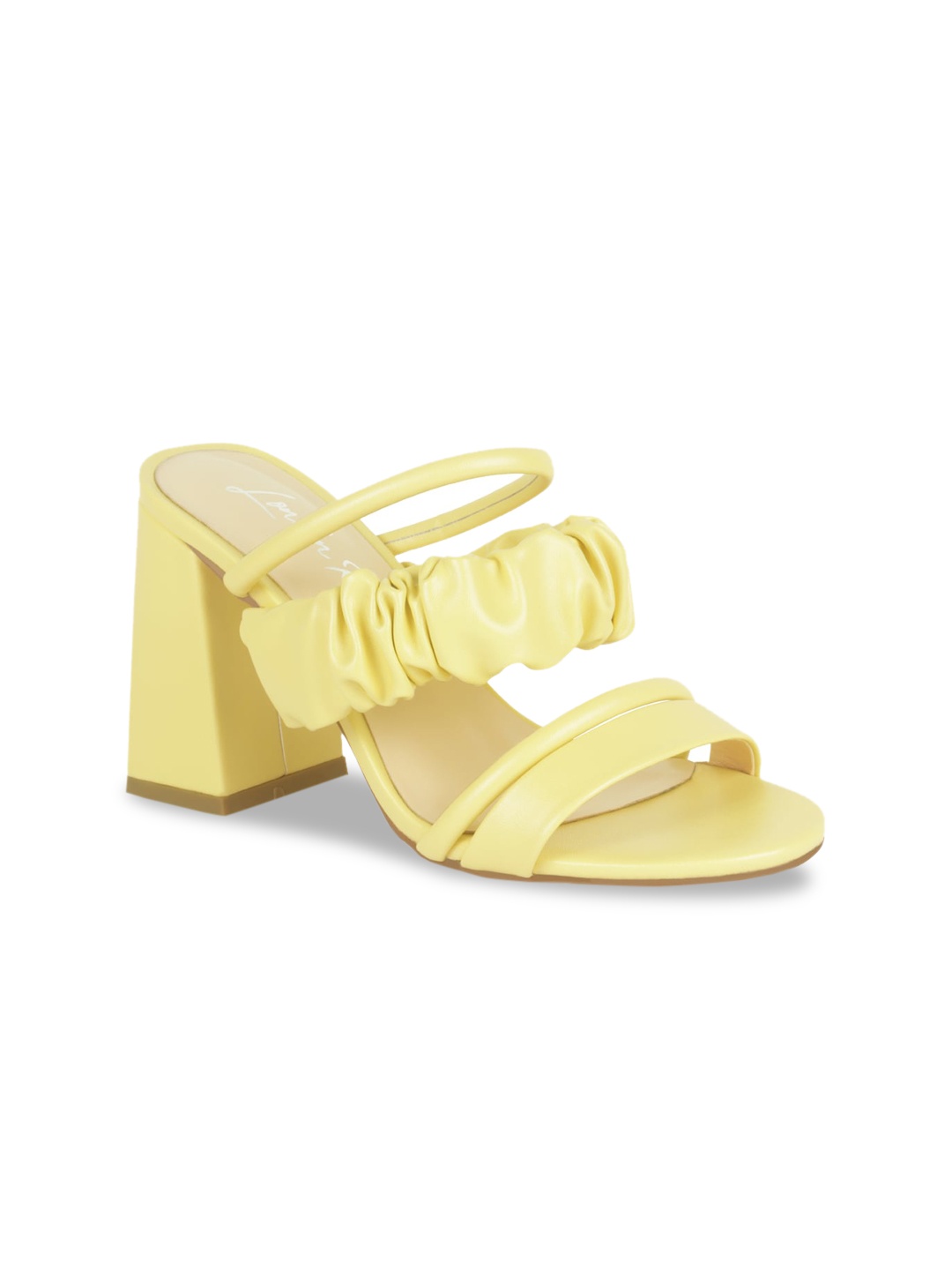 

London Rag Yellow Party Block Heel Sandals