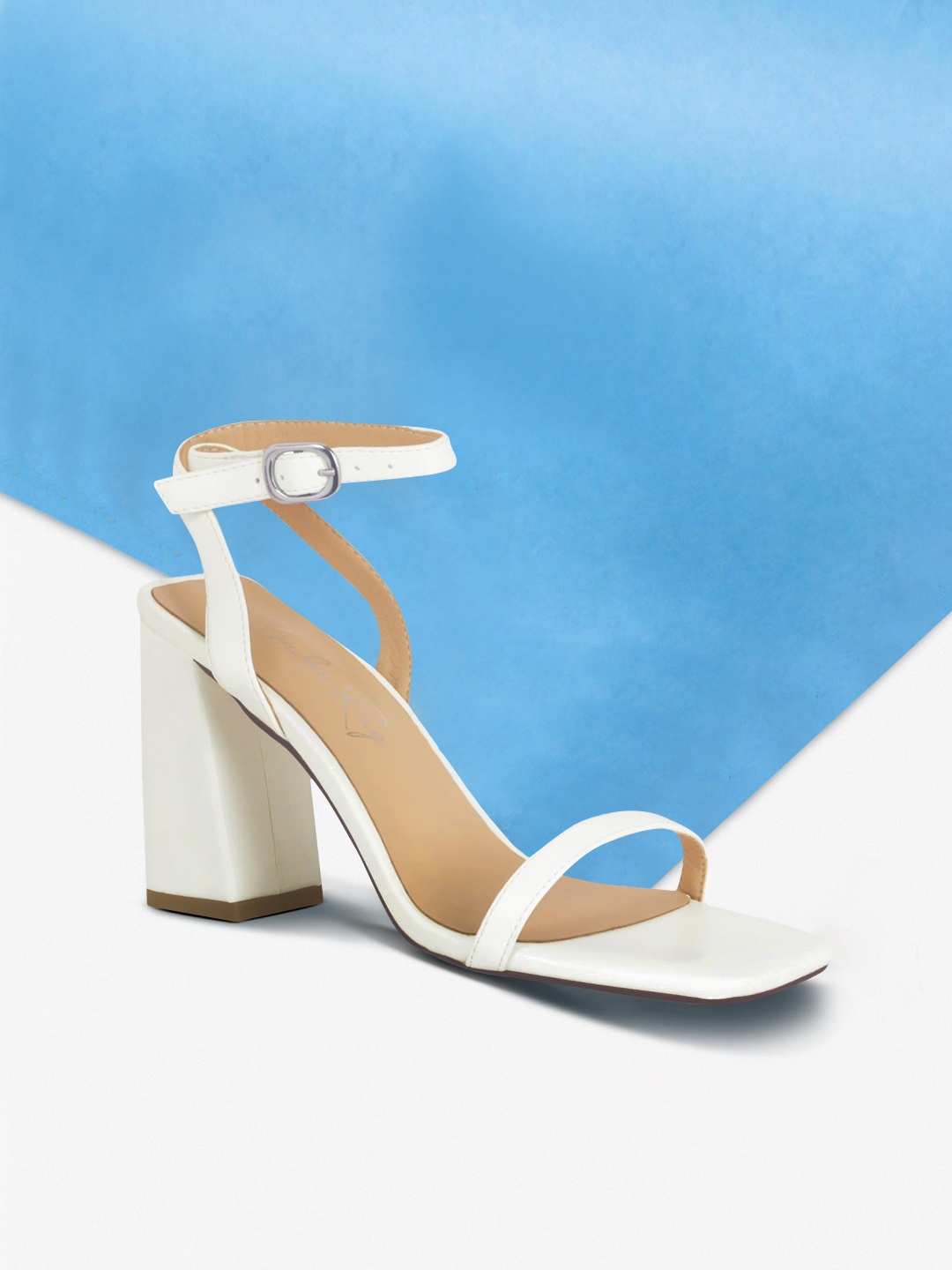 

London Rag White Party Block Heel Sandals
