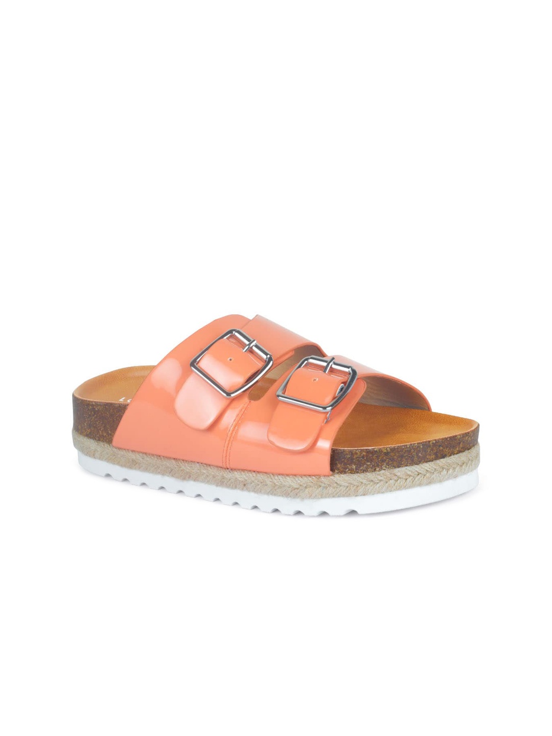 

London Rag Orange Flatform Sandals with Buckles