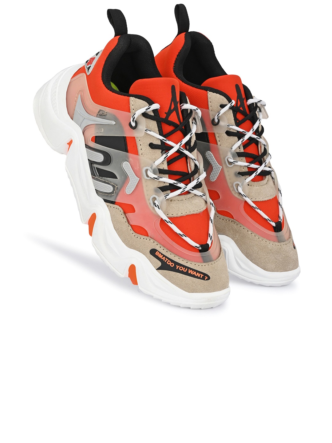

Absolutee Shoes Men Red Mesh Walking Non-Marking Shoes
