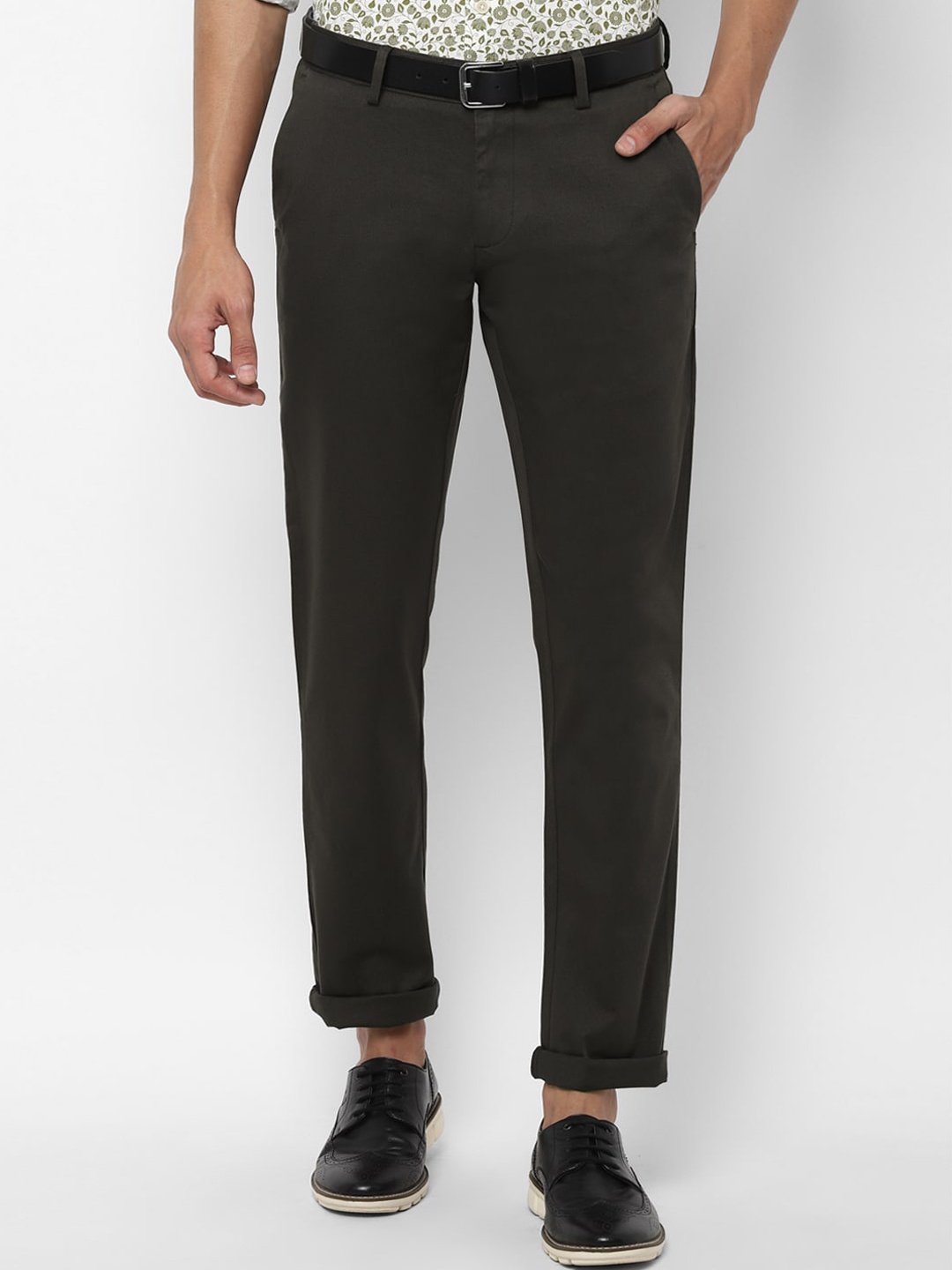 

Allen Solly Men Olive Green Slim Fit Trousers