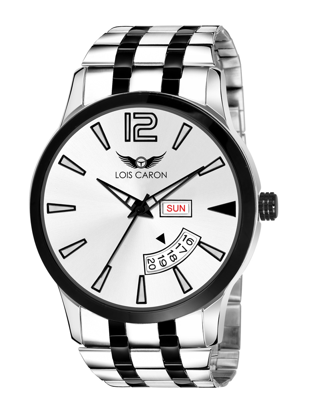 

LOIS CARON Men Silver-Toned Printed Dial & Multicoloured Stainless Steel Straps Analogue Watch MLC-8486