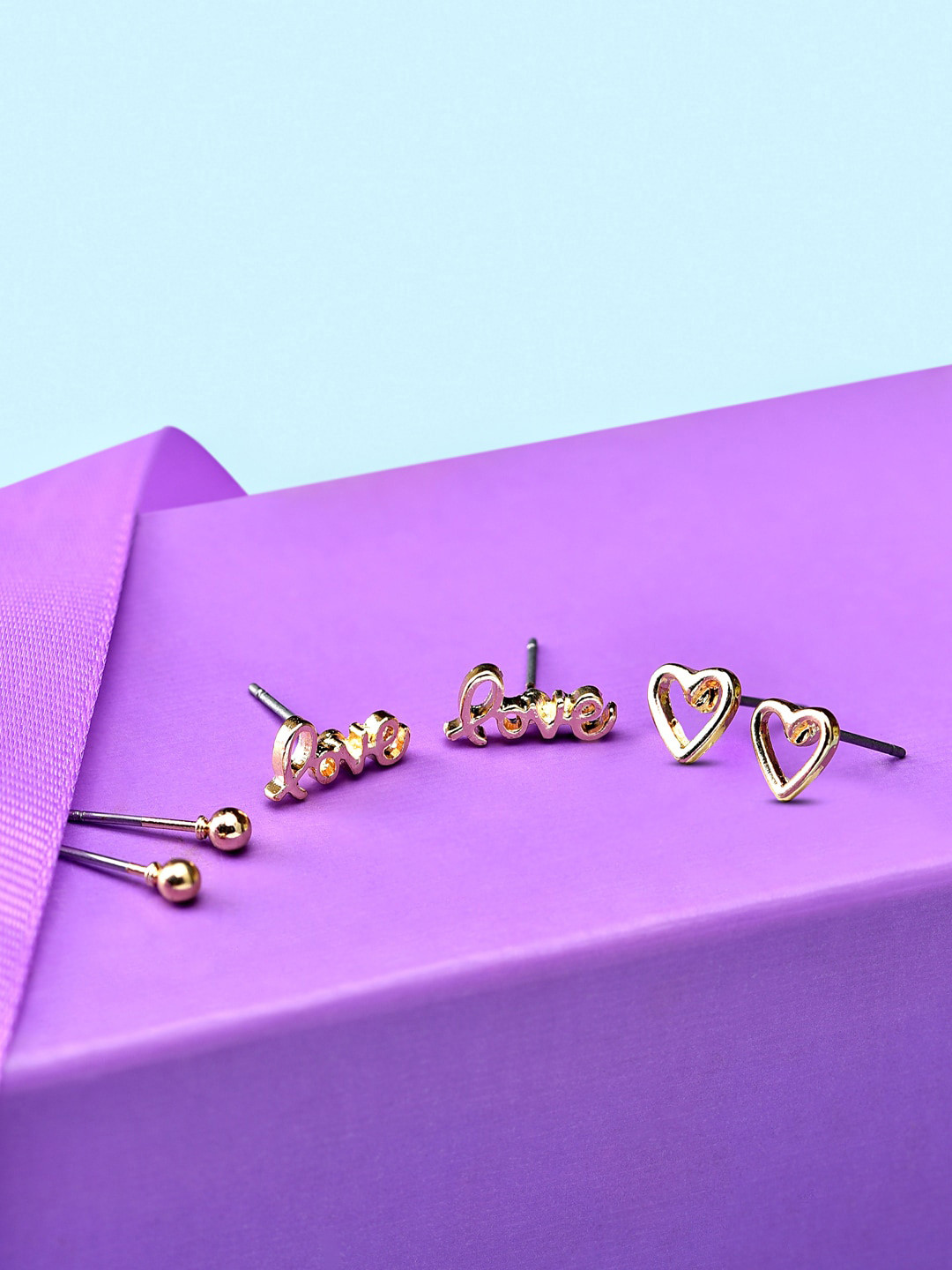

Accessorize London Women Set of 3 Gold Love Heart Earring