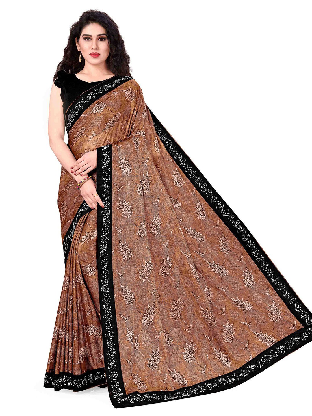 

KALINI Rust & Black Floral Woven Design Saree