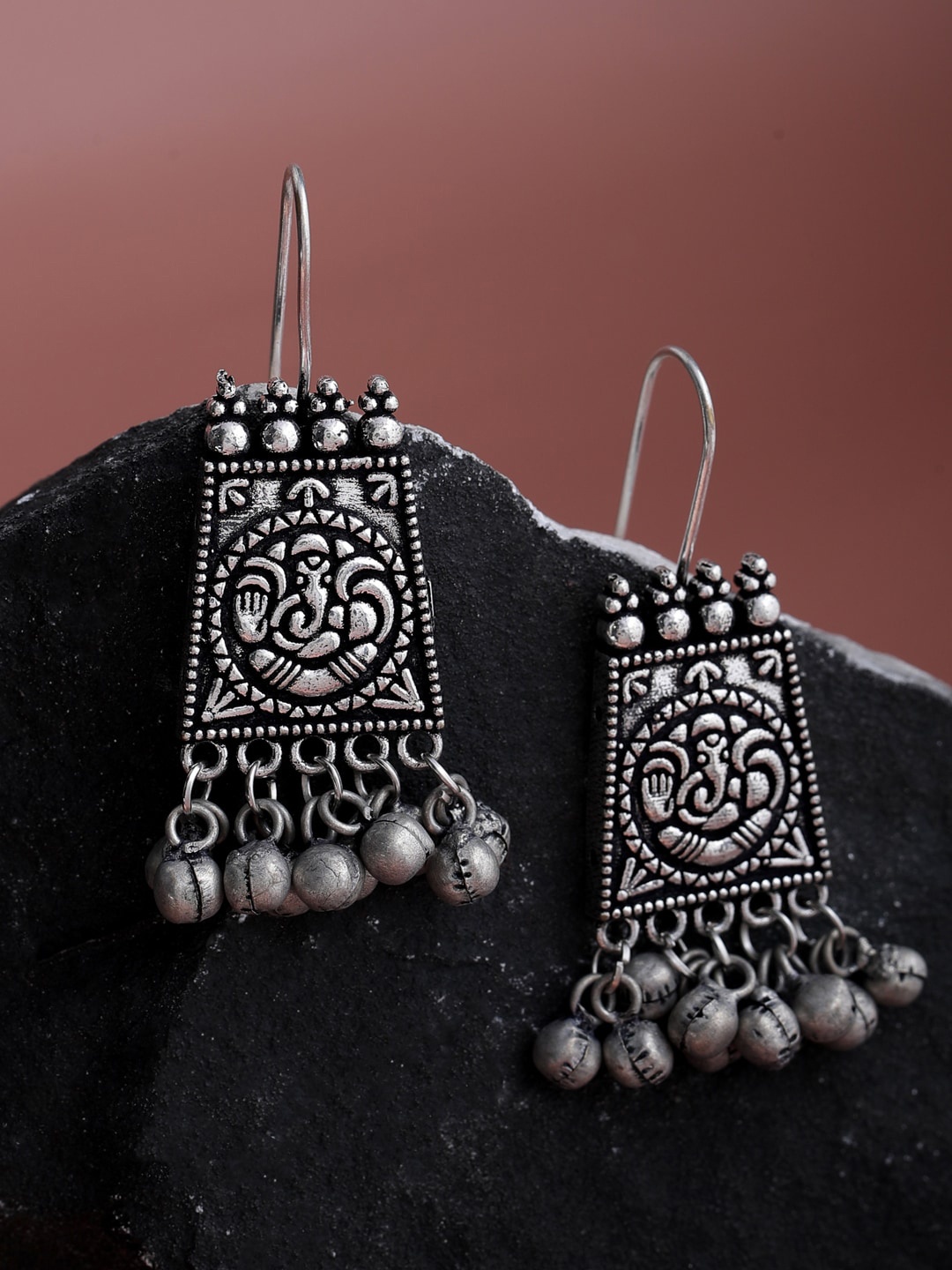 

Shoshaa Silver-Toned Contemporary Drop Earrings