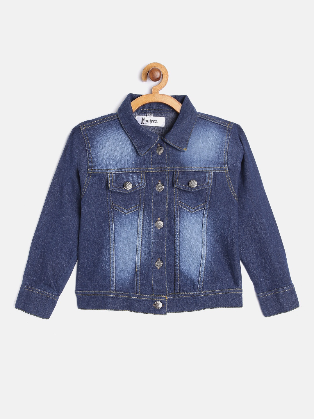 

MONTREZ Girls Blue Washed Lightweight Cotton Denim Jacket