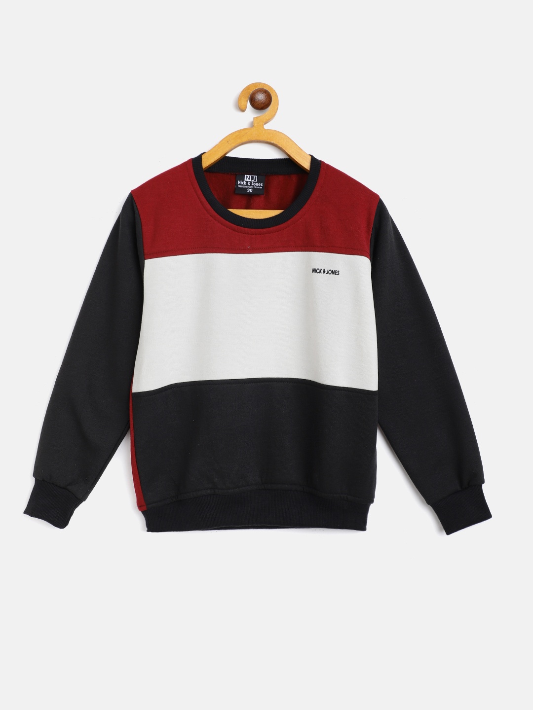 

Nick and Jones Boys Black & Off-White Colourblocked Sweatshirt