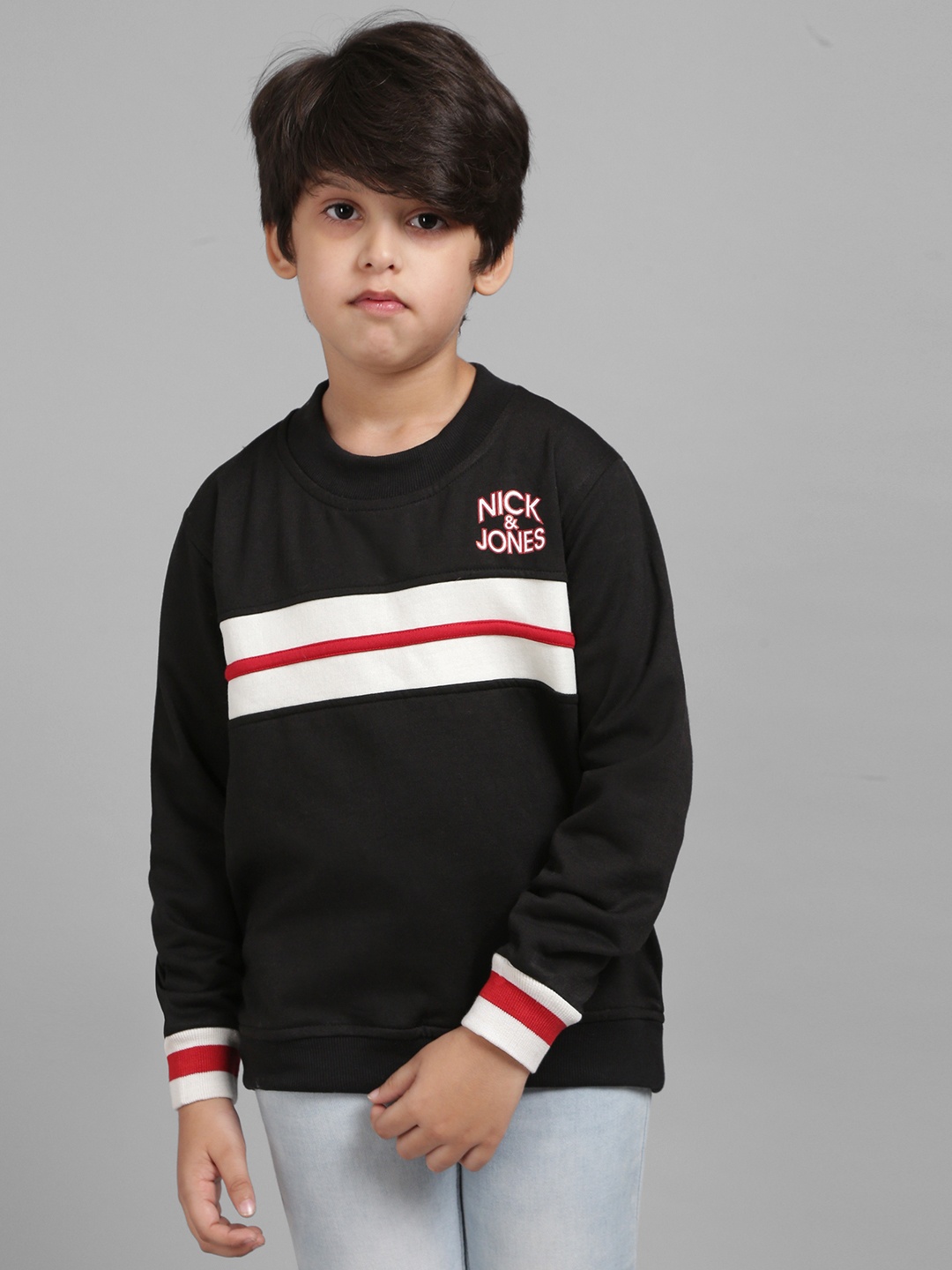 

Nick and Jones Boys Black & White Striped Sweatshirt