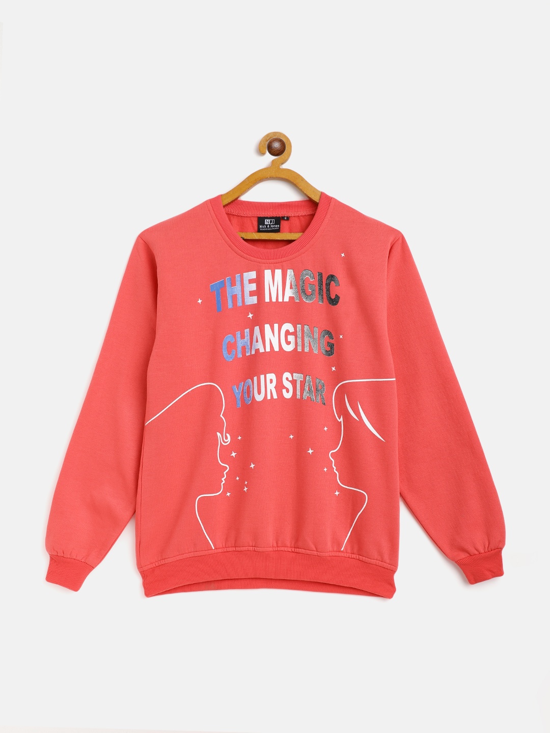 

Nick and Jones Girls Peach-Coloured Printed Sweatshirt