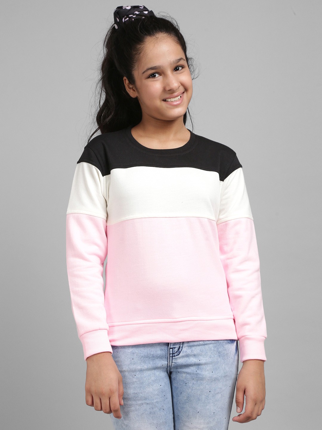 

Nick and Jones Girls Pink & Black Colourblocked Sweatshirt
