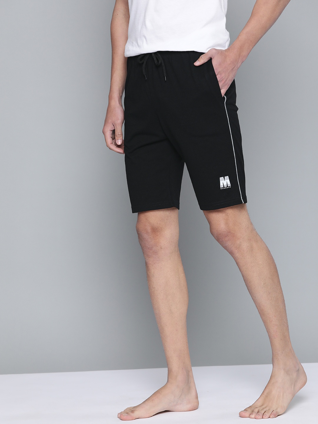 

Mast & Harbour Men Black Solid Lounge Shorts
