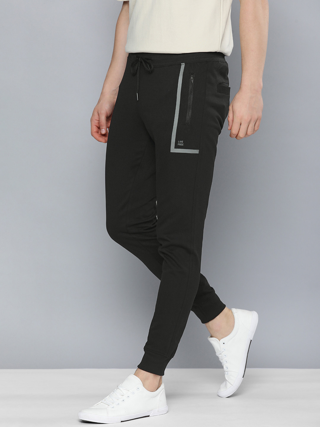

Mast & Harbour Men Black Joggers With Printed Detailing