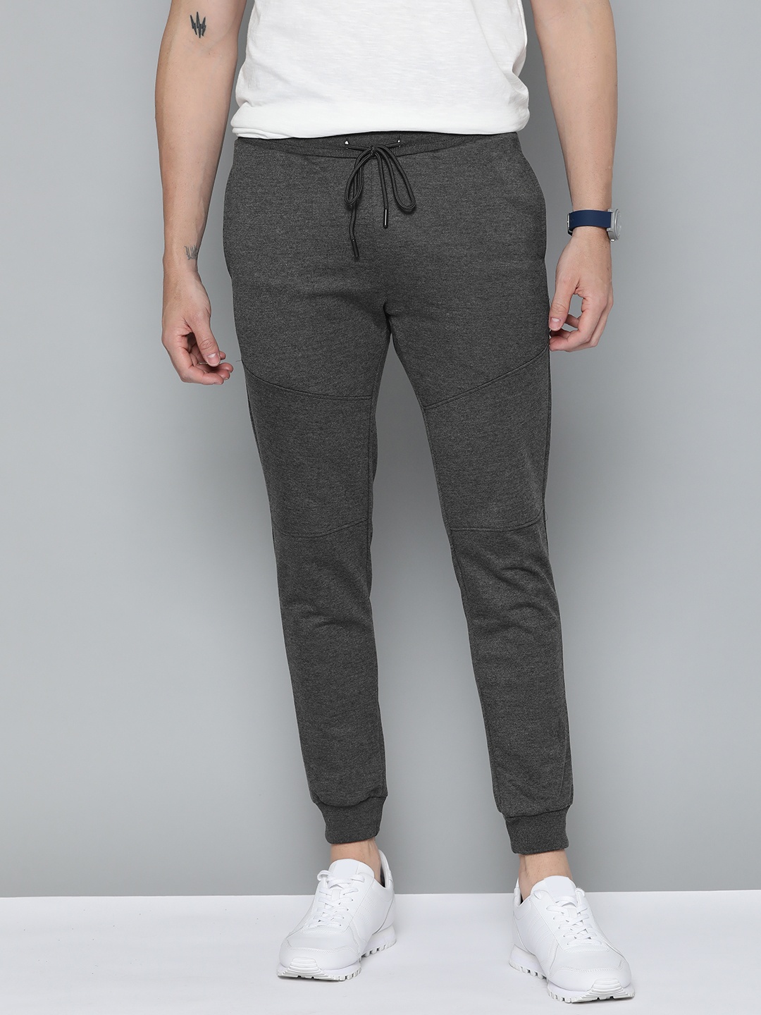 

Mast & Harbour Men Charcoal Grey Solid Joggers