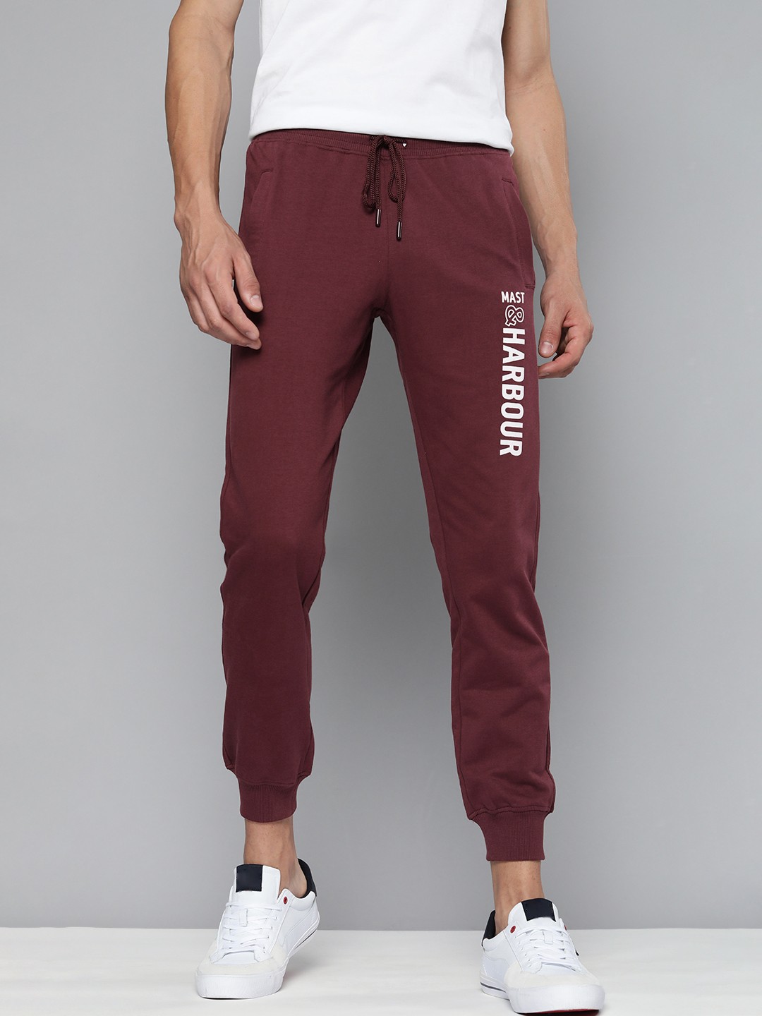 

Mast & Harbour Men Maroon Printed Joggers