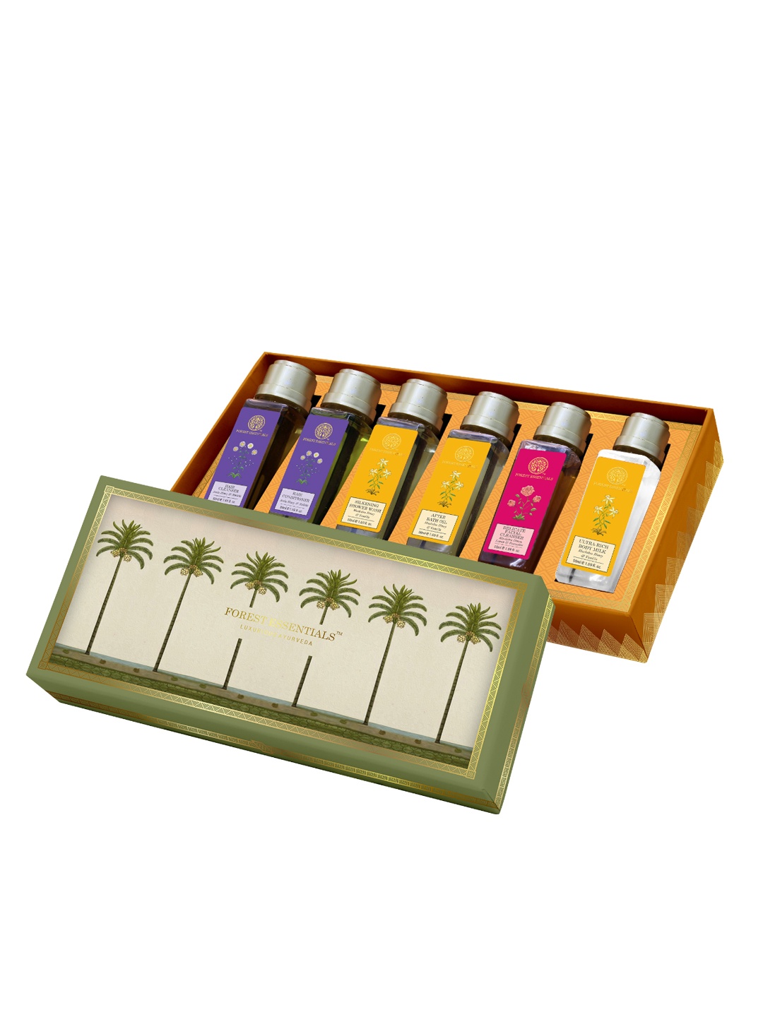 

Forest Essentials 6 Pcs Skin & Hair Care Selection Gift Box, Green