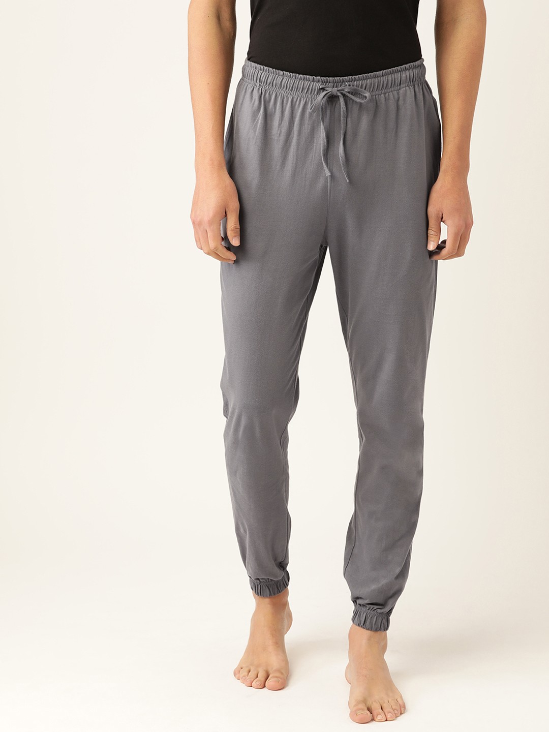 

ETC Men Grey Solid Pure Cotton Lounge Joggers