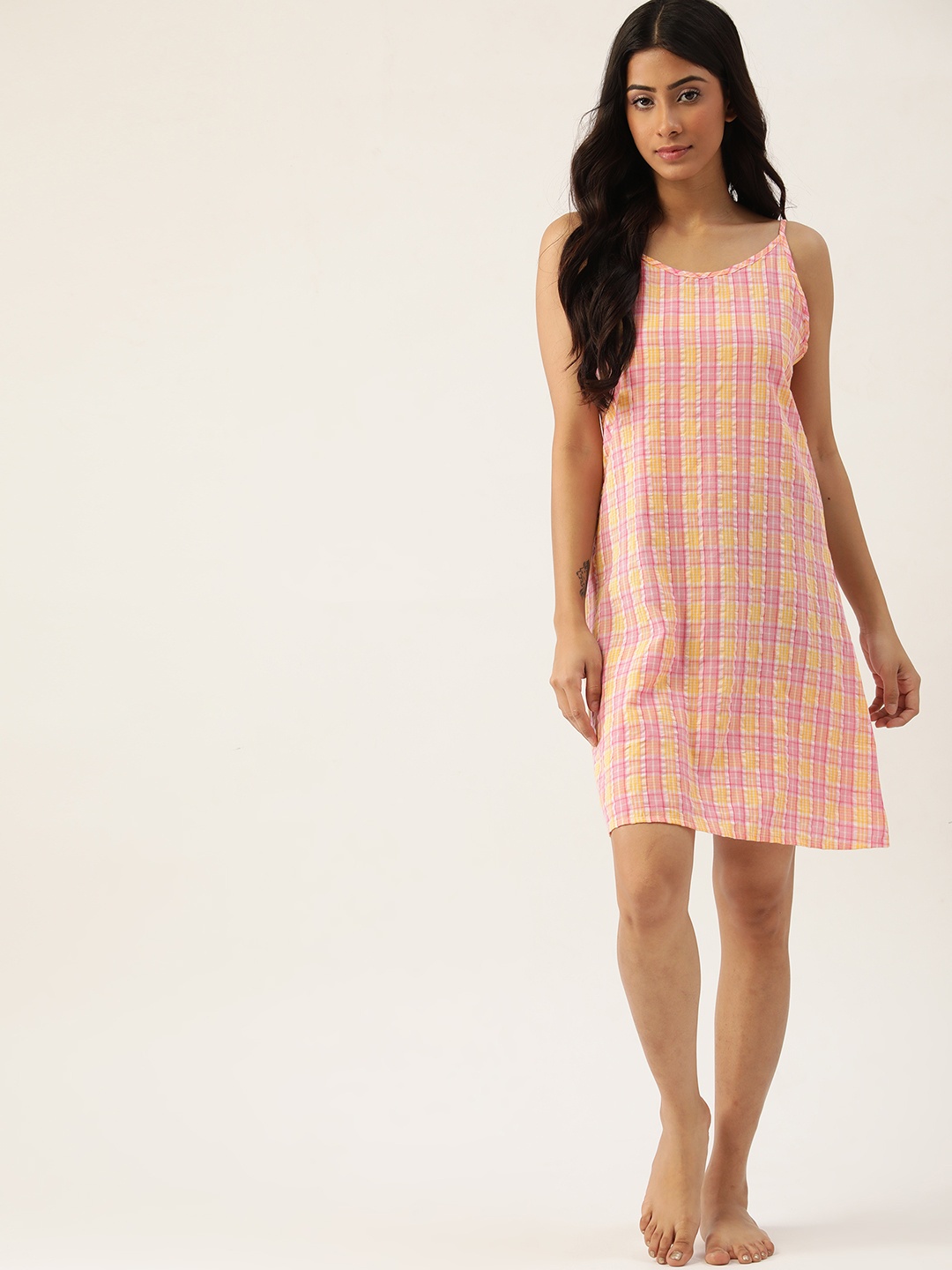 

ETC Pink & Yellow Checked Nightdress