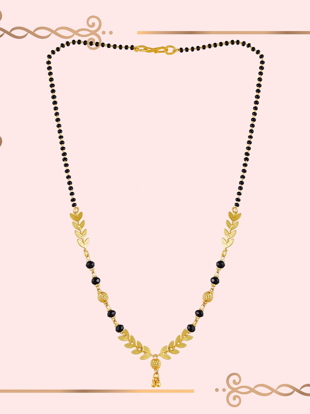 

Brandsoon Gold-Plated Black Beaded Mangalsutra