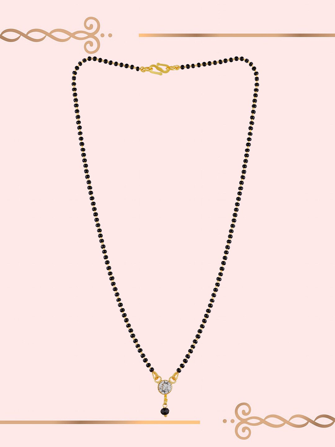 

Brandsoon Women Gold-Plated Black & White Stone Studded Mangalsutra, Multi